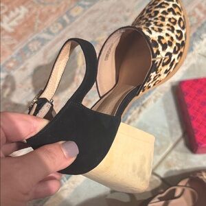 Anthropologie Leopard and Black Platform Heels